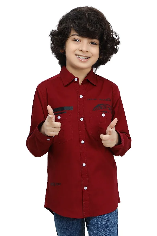 Maroon Plain Printed Casual ShirtLace-Up Shirts