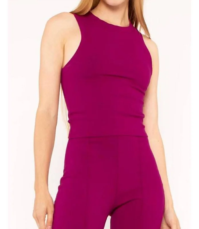 Performance jacketFitted Rib Tank In Magenta