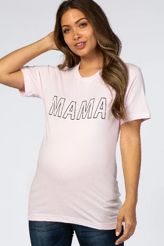 Distressed Short Sleeve TopsLight Pink Mama Short Sleeve Maternity Top