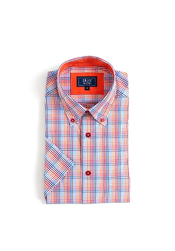 Daniel Grahame Spring Gingham Shirt, Red & Orange MultiGraphic Shirts