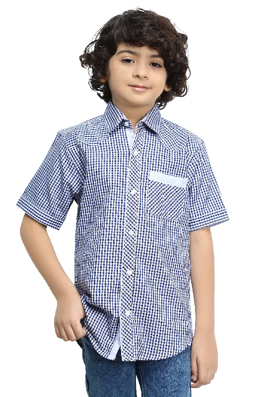 Blue Gingham Check Casual ShirtStreetwear Shirts