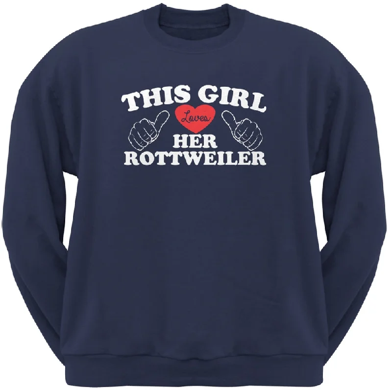 This Girl Loves Her Rottweiler Navy Adult Crew Neck SweatshirtCrewneckgame