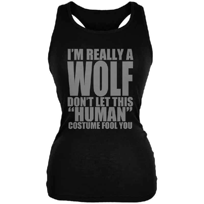 Athletic vestHalloween Human Wolf Costume Black Juniors Soft Tank Top