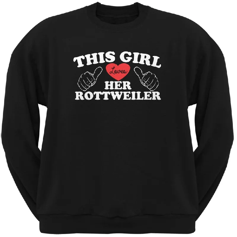 This Girl Loves Her Rottweiler Black Adult Crew Neck SweatshirtCrewneckdevice