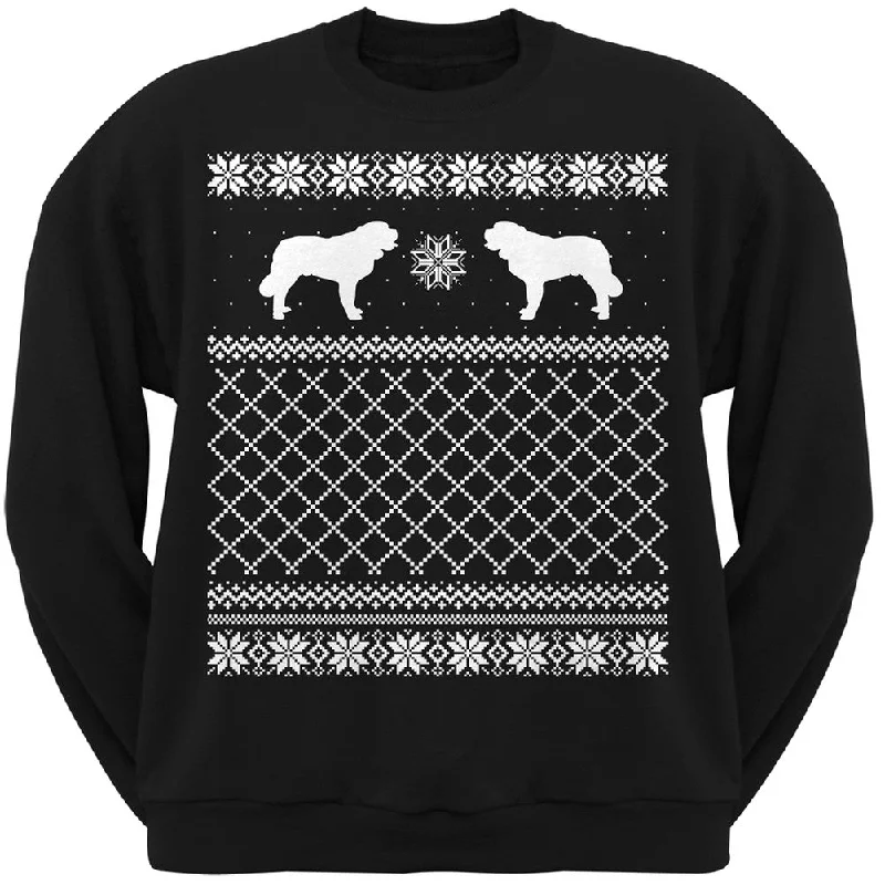 Saint Bernard Black Adult Ugly Christmas Sweater Crew Neck SweatshirtCrewneckstripes