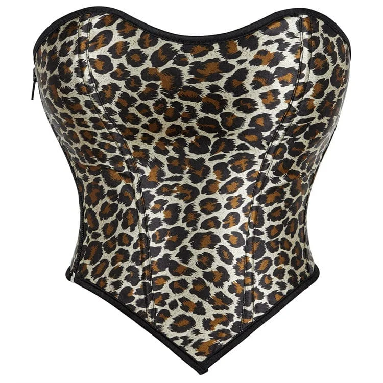 Women's Gothic Leopard Printed Overbust Corsets