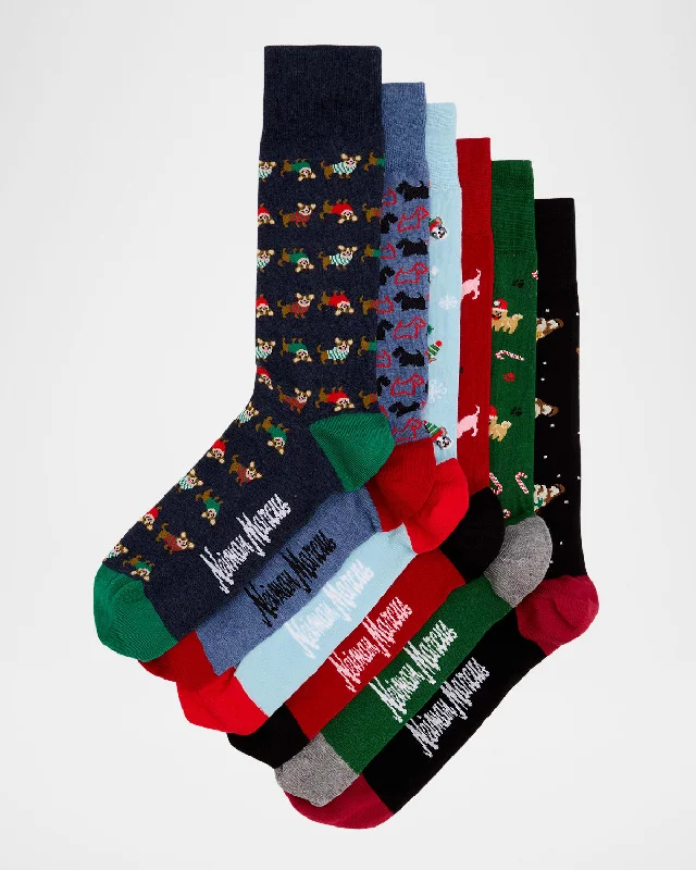 Men's Dog Holiday 6-Pack Crew SocksCrewneckcommunity