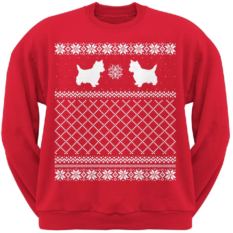 Yorkshire Terrier Red Adult Ugly Christmas Sweater Crew Neck SweatshirtCrewnecktexture