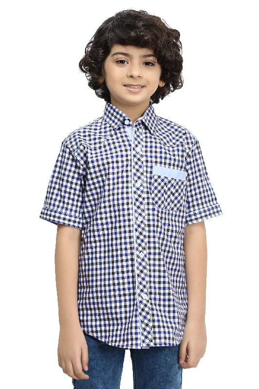 Navy Blue Gingham Check Casual ShirtOutdoor Shirts