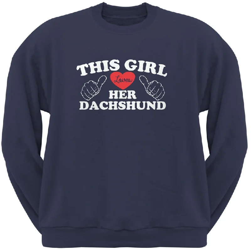 This Girl Loves Her Dachshund Navy Adult Crew Neck SweatshirtCrewneckshirt