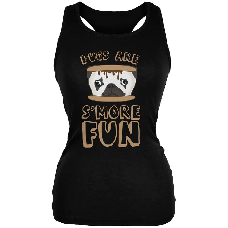 Sports singletPugs Are S'More Fun Black Juniors Soft Tank Top