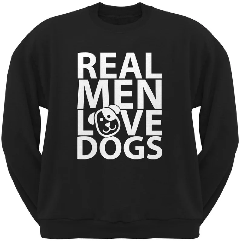 Valentine's Day - Real Men Love Dogs Black Adult Crew Neck SweatshirtCrewneckcyber