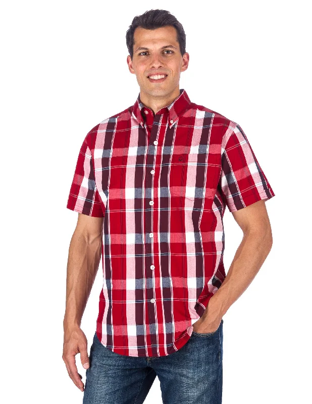 Polyester Short Sleeve TopsMen's 100% Cotton Casual Short Sleeve Shirt - Regular Fit