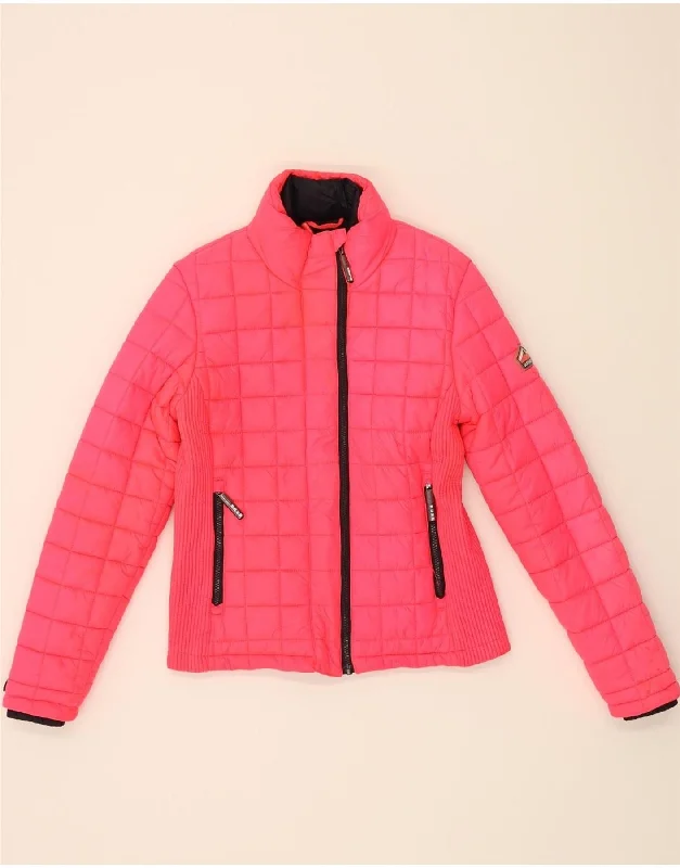 SUPERDRY Womens Padded Jacket UK 14 Medium Pink NylonWinter Jackets