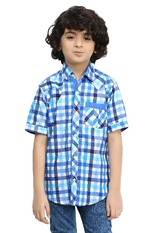 Blue Tattersall Check Casual ShirtUV-Protection Shirts