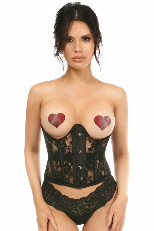 Lavish Sheer Black Lace Open Bust Underwire Short Underbust Corset