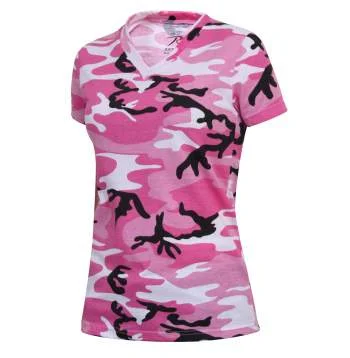 Womens Long Length Camo V-Neck T-ShirtVNeckTopX