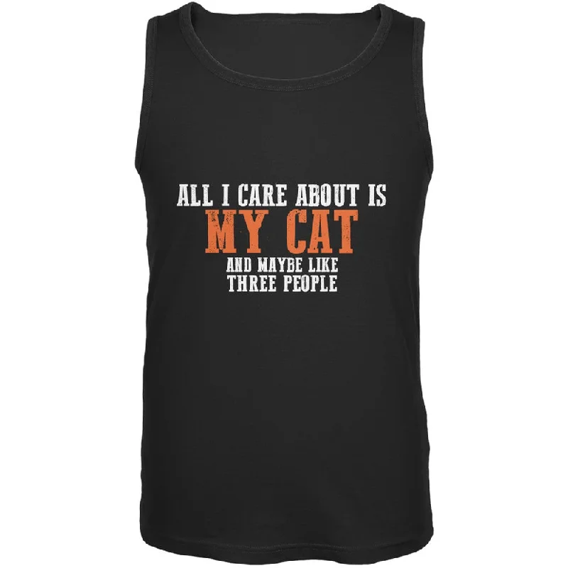 Reflective hoodieSarcastic Care About My Cat Black Adult Tank Top